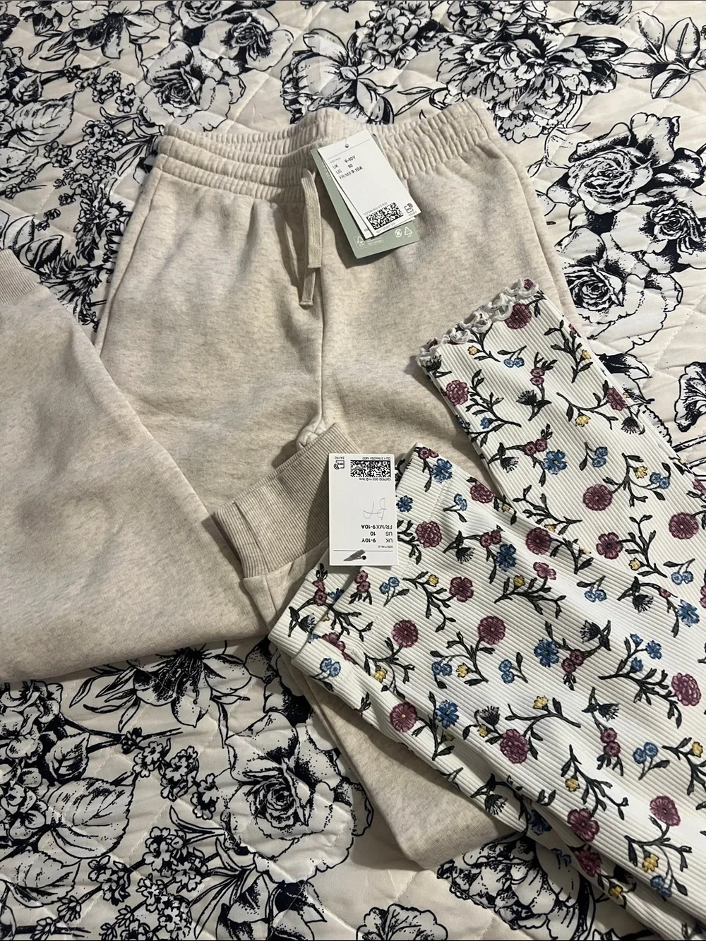 H&M Kids Cream Jogger Bottoms and Floral leggings